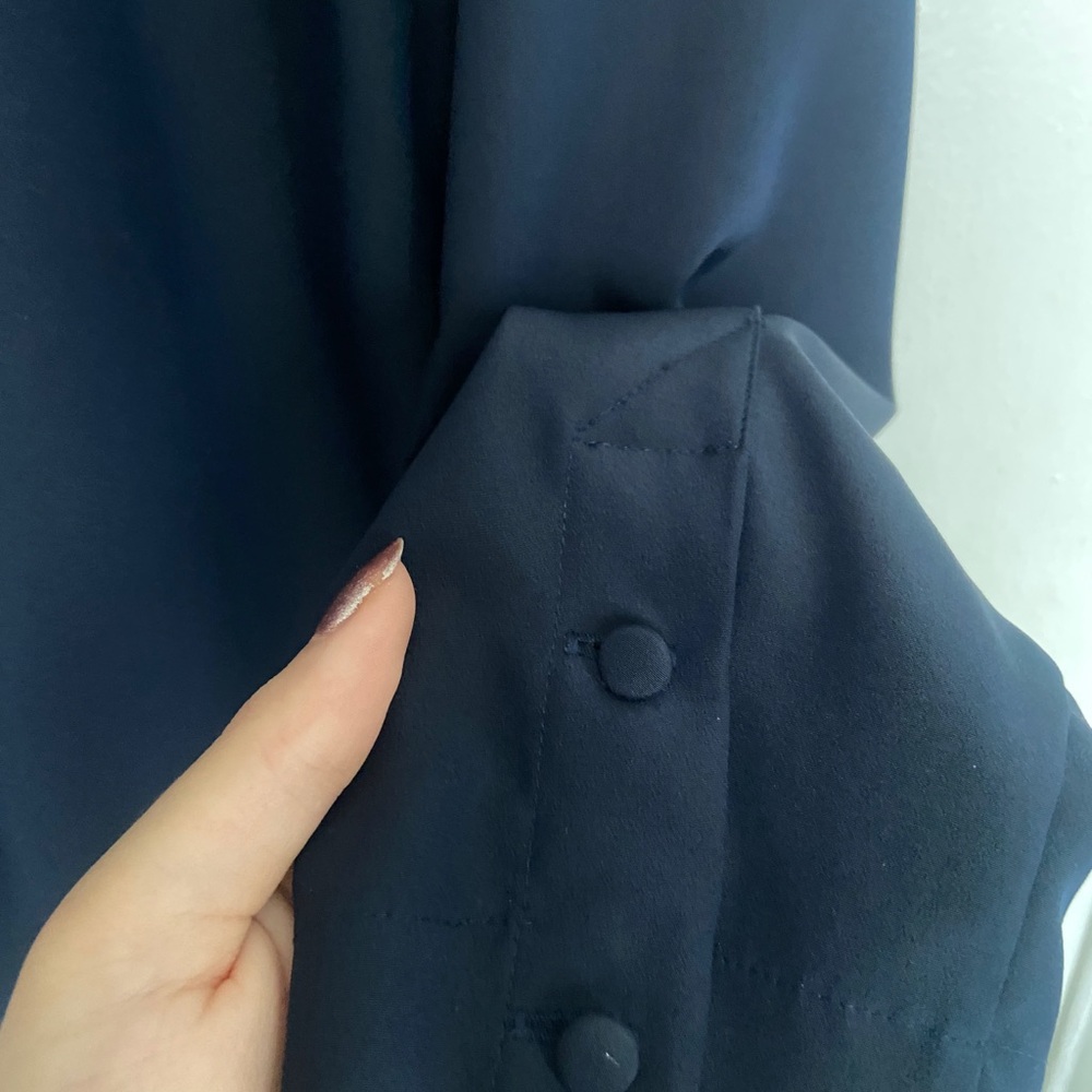 Talbots Navy Blue Buttoned Blouse - image 4